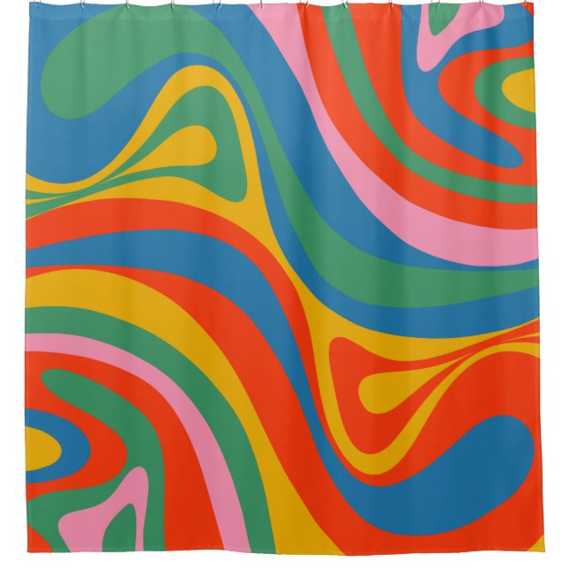 Rideaux De Douche Nouveau Motif Abstrait coloré Groove Retro Trippy (Devant)