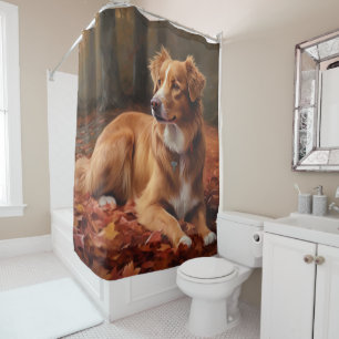 Rideaux De Douche Nouvelle-Écosse Canard Terrier À L'Automne Feuille