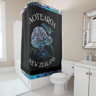 RIDEAUX DE DOUCHE NOUVELLE-ZÉLANDE KIWI ET FERN PAUA SHOWER CURTAIN