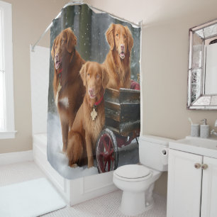 Rideaux De Douche Nova Scotia Duck Toller Retriever Traîneau enneigé