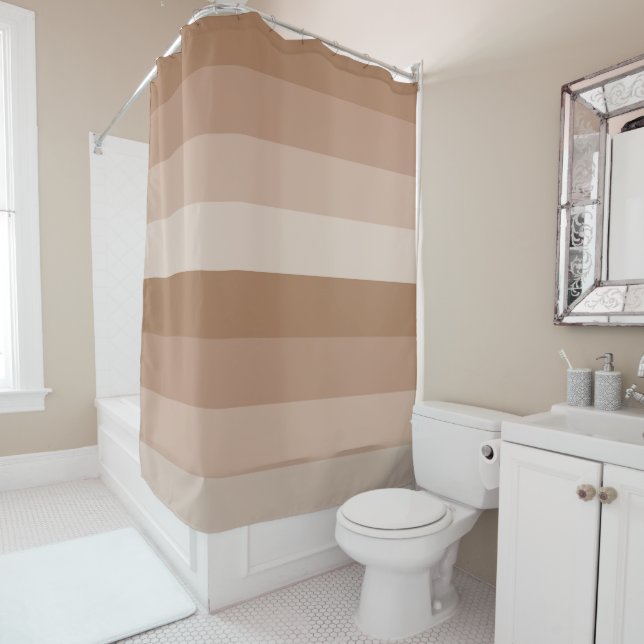 Rideaux De Douche Nuances de rayures Brown (En situation)
