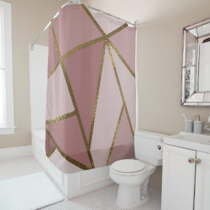 Rideaux De Douche Nuances de rose mauve et bronze doré géométrique G