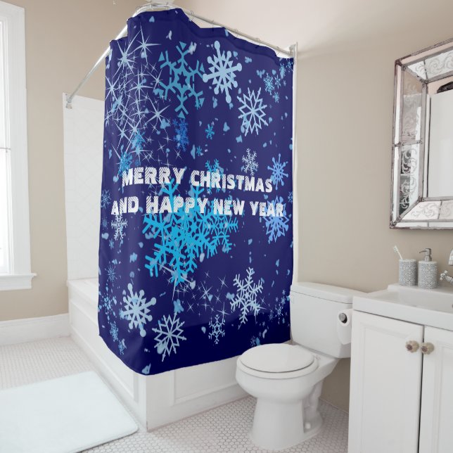 Rideaux De Douche Nuit de Noël neige (En situation)