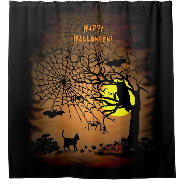 Rideaux De Douche Nuit d'Halloween , Joyeux Halloween ! (Devant)