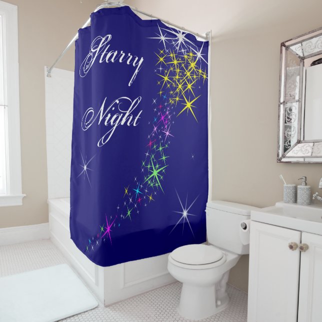 Rideaux De Douche Nuit étoilée de Noël (En situation)