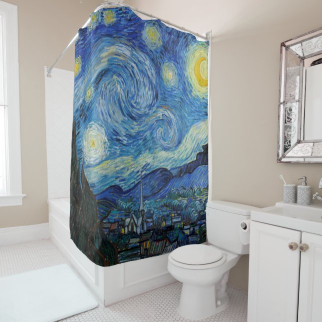 Rideaux De Douche Nuit étoilée | Vincent van Gogh (En situation)