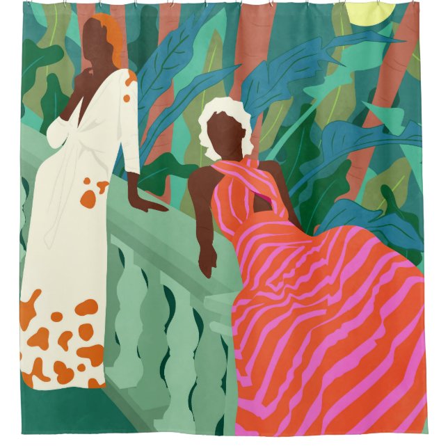 Rideaux De Douche Nuits luxuriantes et robes de fleurs (Devant)