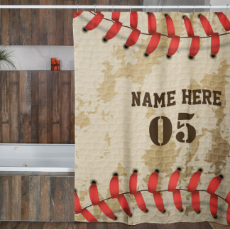 Rideaux De Douche Numéro de base-ball Vintage personnalisé Rétro