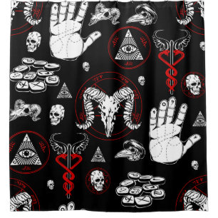 Rideaux De Douche occulte halloween tous voir oeil ésotérique runes