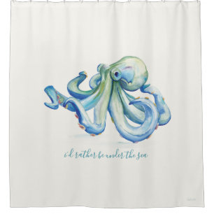 Rideaux De Douche Océan octopus bleu côtier