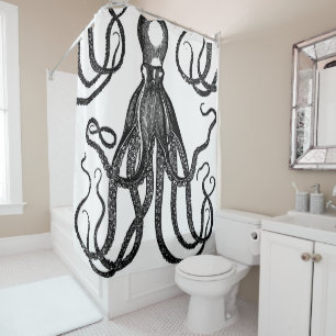 Rideaux De Douche Octopus antique avec Tentacles Noir