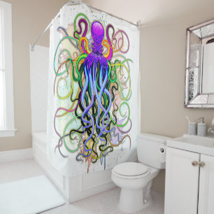 Rideaux De Douche Octopus Luminescence psychédélique