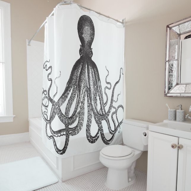Rideaux De Douche Octopus vintage (En situation)