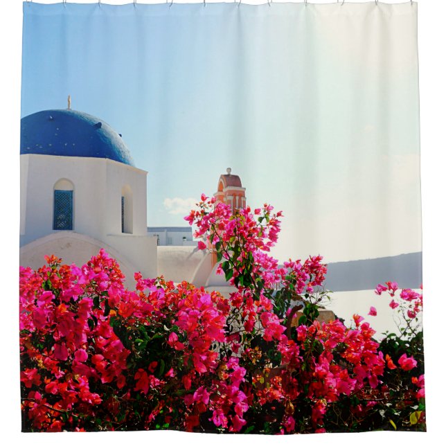 Rideaux De Douche Oia Santorini, Grèce Photographie  (Devant)