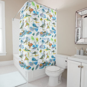 Rideaux De Douche Oies Mouettes Canards Pigeons Oiseaux de rivage