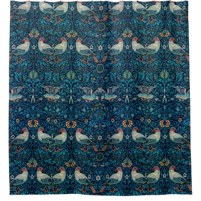 Rideaux De Douche Oiseau bleu personnalisé William Morris  (Devant)