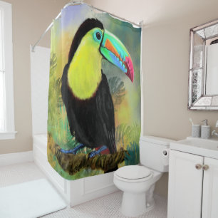 Rideaux De Douche Oiseau exotique tropical du Toco Toucan