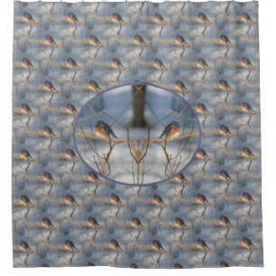 Rideaux De Douche Oiseau naturel des bleuets d'hiver