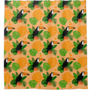 Rideaux De Douche Oiseau tropical Toucan Motif sans couture