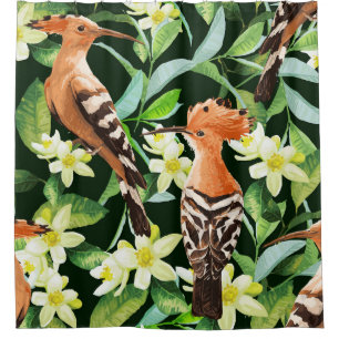 Rideaux De Douche Oiseaux exotiques : Tropical Vintage Print