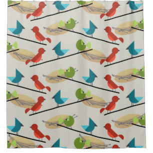 Rideaux De Douche Oiseaux modernes du milieu du siècle