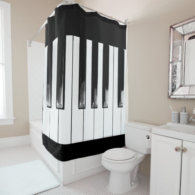 Rideaux De Douche Old Torn Piano Keys COOL! (En situation)