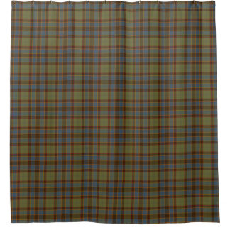 Rideaux De Douche Olive Blue Orange Tartan Plaid Shower Curtain