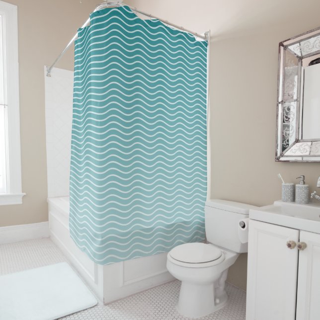 Rideaux De Douche Ombre Bleu (En situation)