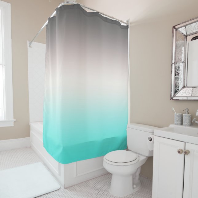 Rideaux De Douche Ombre gris turquoise (En situation)