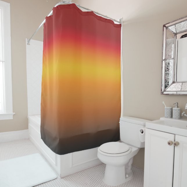 Rideaux De Douche Ombre jaune rouge orange rouge vibrant (En situation)