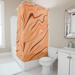 Rideaux De Douche Ondes dans les tons orange, cylindre marron incurv
