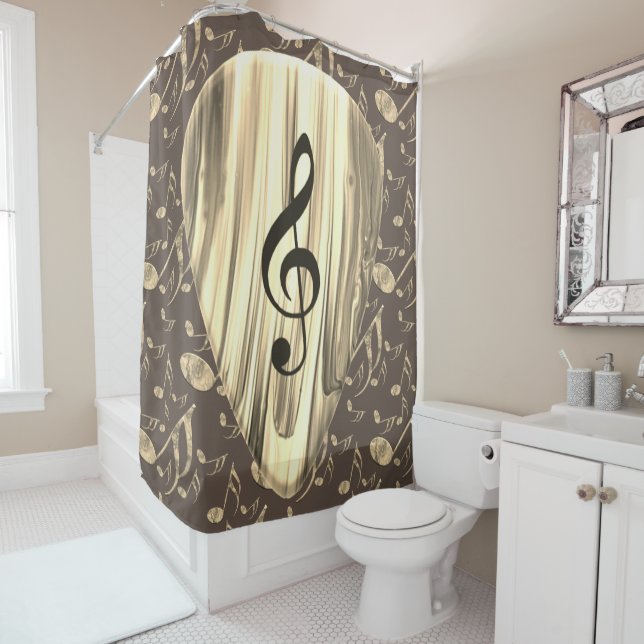 Rideaux De Douche Onglet de guitare de notes musicales personnalisée (En situation)
