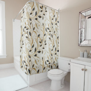 Rideaux De Douche Or blanc glamour et noir Motifs sans couture
