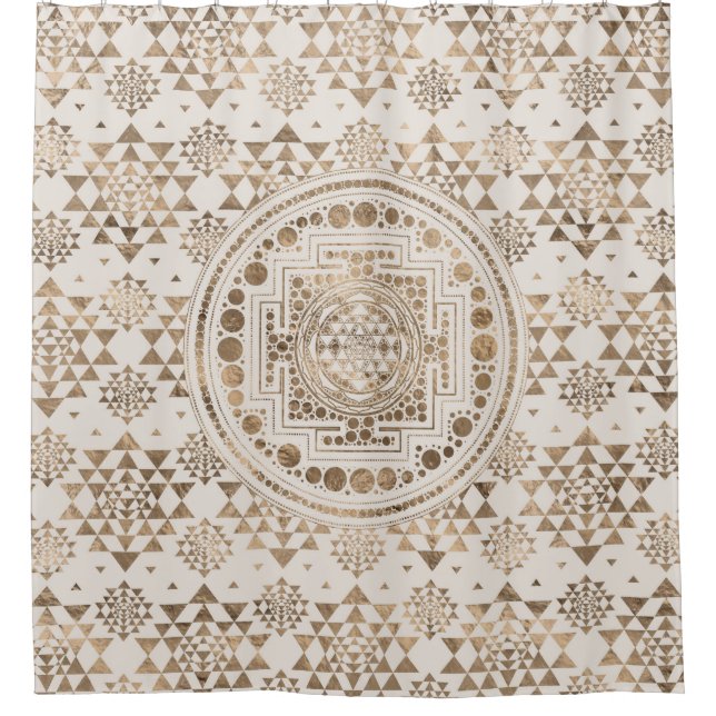 Rideaux De Douche Or de pastel de Sri Yantra/Sri Chakra (Devant)