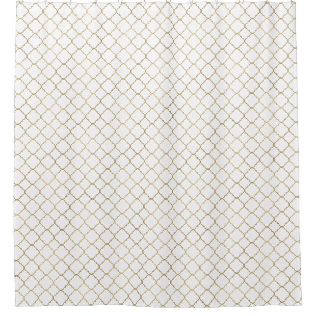 Rideaux De Douche Or et Quatrefoil blanc (Devant)
