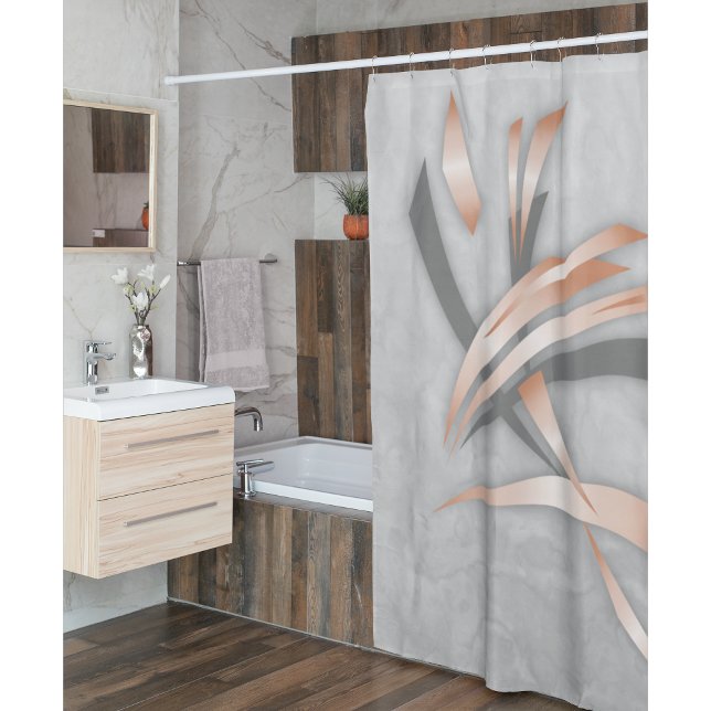 Rideaux De Douche Or Gris Et Rose | Art Abstrait (Créateur téléchargé)