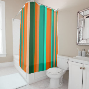 Rideaux De Douche Orange et Turquoise