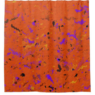 Rideaux De Douche Orange, jaune, Purple and Black Abstract