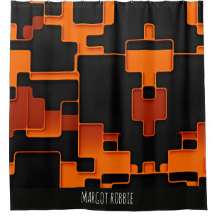 Rideaux De Douche Orange labyrinthe créatif carrés Abstrait Motif