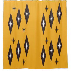 Rideaux De Douche Orange, Motif Diamonds de l’Atomique des années 19