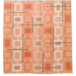 Rideaux De Douche Orange Motif géométrique rétro des années 1950