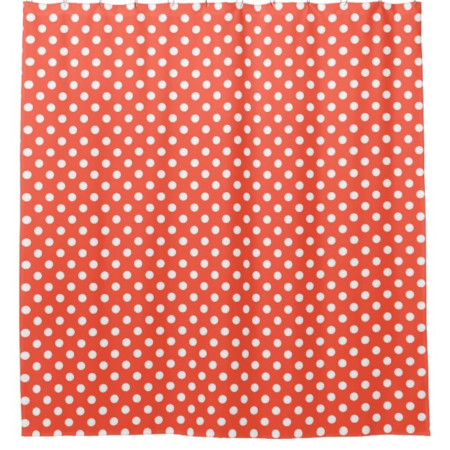 Rideaux De Douche Orange, Rouge, point de polka en terre cuite (Devant)