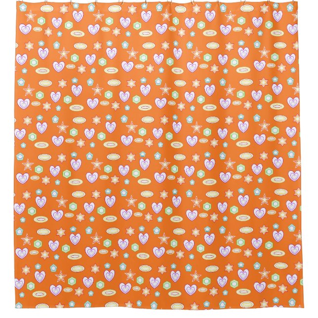 Rideaux De Douche Orange Shapes  (Devant)