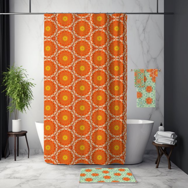 Rideaux De Douche Orange Slice Mandala Cute Trendy Fruit Slice (Créateur téléchargé)