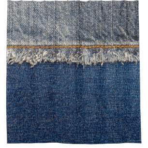 Rideaux De Douche Orange Stitch, Double Denim Patch.