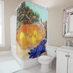 Rideaux De Douche Oranges et citrons avec gants bleus, Van Gogh