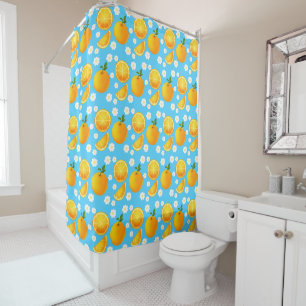 Rideaux De Douche Oranges mignonnes et fleurs blanches