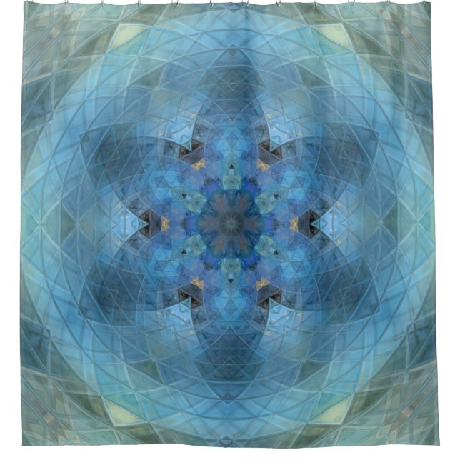 Rideaux De Douche Orbe Florale Vert Bleu (Devant)