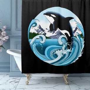 Rideaux De Douche Orca Killer Whale Blue Ocean