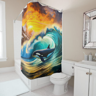 Rideaux De Douche Orca Solo Wave Barrel Fun Design par Rich AMeN Gil
